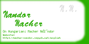 nandor macher business card